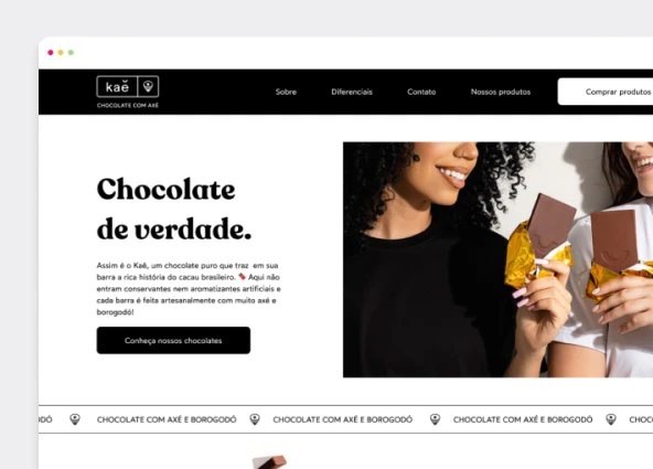 Imagem do case da Kaê Chocolates. Design final do site
